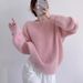 women's retro knit cardigan soft pink chunky sweater (sweet style, thickened w, casual oversized top, button front)_ecoleips.com