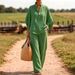 Women's Linen-Blend Button-Down Shirt & Wide-Leg Pants Set | Breathable Spring Summer Casual Outfit In 7 Colors_ecoleips.com