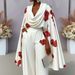 Women's Clothing New Products Printed Pile Collar Long Sleeve Two Piece Suit Trousers Suit_ecoleips.com