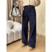 Women's Clothing Retro Style Bright Line Double Pocket Design Stitching Straight Wide Leg Jeans_ecoleips.com