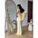 Elegant Off-Shoulder Midi Dress Set – Sexy Ruffle Hem & Wrap Waist Two-Piece Outfit (S-XXL, Butter Yellow)_ecoleips.com