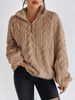 Women's Reversible Sherpa Fleece Zip-Up Hoodie - Plush Textured Pullover With Jacquard Floral Pattern, Oversized Casual Outerwear_ecoleips.com