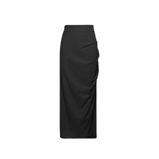 Design Sense Black Midi For Women 2025 New High Waist Slimming Split Niche Mid-Length Skirt_ecoleips.com