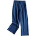 Suitable For All Seasons Italian Women's High-Waisted Linen Straight-Leg Cropped Casual Cotton-Linen Wide-Leg Pants_ecoleips.com