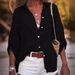 Women's Solid Color Cotton Linen Loose Three Quarter Sleeve Shirt European American Style New_ecoleips.com