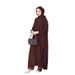 In Stock New Muslim Women's Clothing Solid Color Loose Casual Fashion Round Neck Gold Button Puff Sleeve Pocket Long Set_ecoleips.com