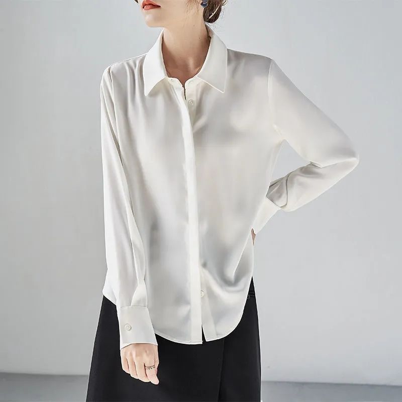 2025 2025 Spring Autumn New White With Women's High End Hidden Button Design For Commuting OL And Vertical Professional Dress_ecoleips.com