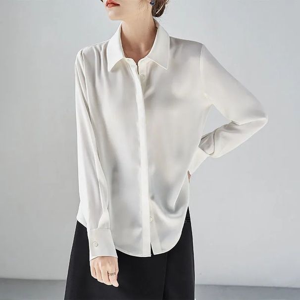 2025 2025 Spring Autumn New White With Women's High End Hidden Button Design For Commuting OL And Vertical Professional Dress_ecoleips.com