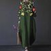 Independent Brand Printed Women's Clothing, European And American Three-quarter Sleeve Midi Dress, Floral Bohemian_ecoleips.com