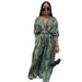 Women's Clothing Printed Contrast Color V Neck Wide Leg Two Piece Suit_ecoleips.com