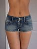 Women's Y2K Low Waisted Denim Shorts European American Style Retro Washed Double Button Super Short Hot Pants_ecoleips.com