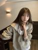 Korean-Style Embroidered Striped Hoodie – Oversized Slim-Fit Zip-Up Sweatshirt For Women (S/M/L/XL, Beige/Black)_ecoleips.com