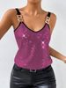 Women's Clothing Sexy Sequined Camisole Top American Style Backless Clothing Spot_ecoleips.com
