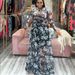 Women's Slim Fit Floral Print Dress Set Long Sleeve Sheer Mesh Fashionable Outfit_ecoleips.com