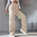 Women's Clothing Beltless High Waist Wide Leg Straight Loose Casual Trousers_ecoleips.com