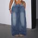 Women's Raw Edge Design Loose Wide Leg Jeans Denim Pants Casual Trousers_ecoleips.com