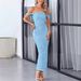2026 Women Strapless Ruched Off Shoulder Sexy Bodycon Dress, Fashion Spring European American Slim Fit Dress_ecoleips.com