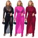 Women's Sexy Mesh & Lace Jumpsuit Skirt Set – Long Sleeve Bodycon Romper With High Slit & Sheer Panels (S-XXL, 3 Colors)_ecoleips.com