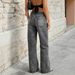 Vintage Washed Straight Leg Jeans For Women – 90s Retro High Waist Denim Pants (S-Xl, Relaxed Fit, Light Grey)_ecoleips.com