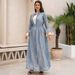 Women's Clothing Evening Dress Muslim Ladies Robe Lotus Leaf Sleeve New Mesh Dress_ecoleips.com