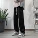 Light-colored Straight-leg Jeans For Petite Women, Spring And Autumn Thin Style, Elastic Waist, Wide-leg, Lace-up, Loose_ecoleips.com