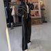 Women's Clothing Spring And Autumn New Casual Loose Stand Up Collar Cardigan Wide Leg Pants Two Piece Set_ecoleips.com