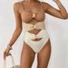 Women's Clothing Splicing Hot Style Metal Buckle Beach One Piece Swimsuit_ecoleips.com