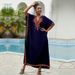 Women's Oversized Beach Cover-Up Dress – Lightweight Rayon Tunic With Stand Collar, Bikini Cover, Swimwear Wrap_ecoleips.com