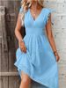 Aria Basics Aria Basics 2024 European And American Women's Fashion New Mid-Length Jacquard Hollow Slimming V-Neck Plus Size Solid Color_ecoleips.com