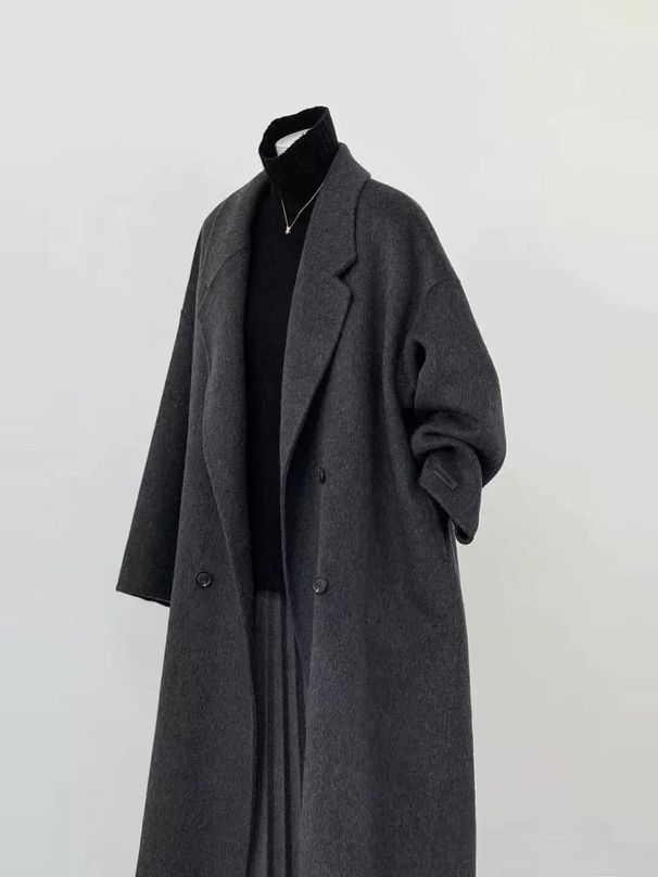 The New Double-sided Wool Coat Women's Long Cashmere Loose Woolen Coat Has A Thin Temperament_ecoleips.com