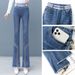 High-waisted Denim Micro-pull Pants Women's Spring 2025 New Fashion Fringed Polished Pants, Thin And High Flared Pants_ecoleips.com