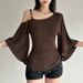 1*1 Customizable European And American Women's Clothing, Minimalist Beaded Element, Off-shoulder Batwing Sleeve Top,_ecoleips.com