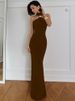 Balitops Gold Ring Turtleneck Maxi Tank Dress Women Summer New Slim Fit Female Dress Sleeveless Back Split Bodycon Long Dress_ecoleips.com