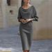Fashionable Pleated Bat-Sleeved Mid-Length Dress_ecoleips.com
