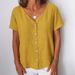 Women's Clothing Casual Short Sleeve V Neck Cardigan Multicolor Shirt_ecoleips.com