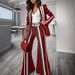 Women's Clothing Striped Color Matching Casual Suit Jacket_ecoleips.com