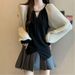 Light Luxury French-style Beaded V-neck Long-sleeve Shirt Women, Suitable For Spring And Autumn, Plus Size, With Raglan_ecoleips.com