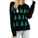 Christmas Tree Jacquard Knit Sweater Women's Loose Fit Round Neck Long Sleeve Pullover For Holiday Season_ecoleips.com
