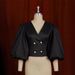 Women's Clothing Women's Slim Fit Button Cardigan V Neck Lantern Sleeve Short Party Style Shirt Tops For Formal & Casual For Women_ecoleips.com