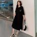Women's Summer New Short Sleeved T-shirt Dress Loose Mid Length Over Knee Dress_ecoleips.com