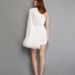 Women's dress sexy pleated hip skirt flared sleeve one-shoulder feather dress_ecoleips.com
