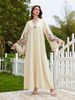 Women's Long V Neck Robe Dress Printed Tassel NC44 Elegant Muslim Fashion Cross Border Clothing_ecoleips.com