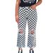 2026 Spring New Slim-Fit Women's Jeans, European And American Style, Unique Design, Plaid Print, Ripped Straight-Leg_ecoleips.com