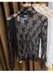 K Perspective Semi High Neck Lace Base Sweater, New Stylish Thin Mesh Small Sweater, Sweater With Inner Lining, Women's Gauze Jacket_ecoleips.com