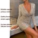 INS European And American Women's Fashion Sexy Sequin Bodycon Short Elegant High-end Hot Girl Party Low-cut V-neck Long_ecoleips.com