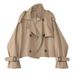 Aria Basics Korean 2026 Spring/Autumn Vintage Lapel Design Double-Breasted Loose Versatile Long-Sleeve Short Trench Coat For Women_ecoleips.com