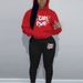 Women's Fashionable Casual Street Dance Sweatshirt And Sweatpants Set Autumn Winter Warm PWR Pattern Print Girl Outfit_ecoleips.com