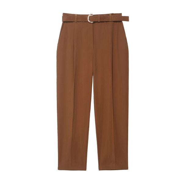 Aria Basics Cross-border 2025 New Style Spliced Design High-waisted Suit Pants, European And American Versatile Comfortable Casual_ecoleips.com