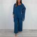 Women's Clothing Fashionable Loose Chiffon Long Sleeved Tops Wide Leg Pants Casual Suits_ecoleips.com