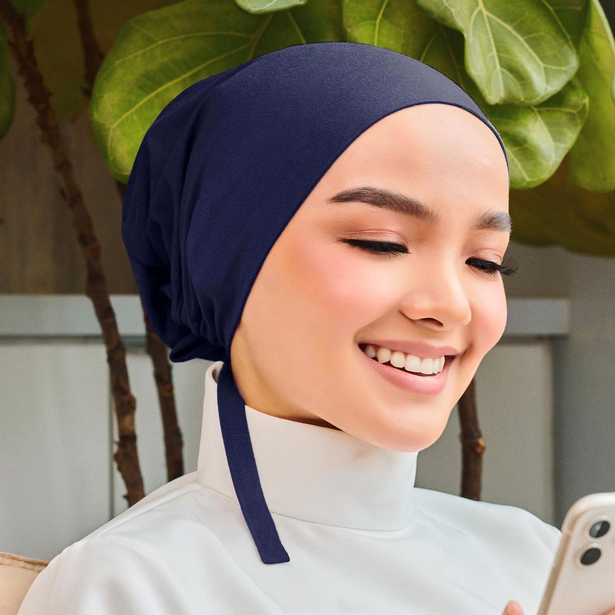 "Modal Headscarf With Adjustable Drawstring – Soft & Stretchy Beanie For Women, Solid Color"_ecoleips.com